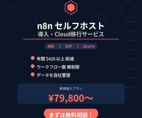 n8nセルフホスト導入・Cloud移行サービスます n8nCloudの月額料金を削減！ イメージ2