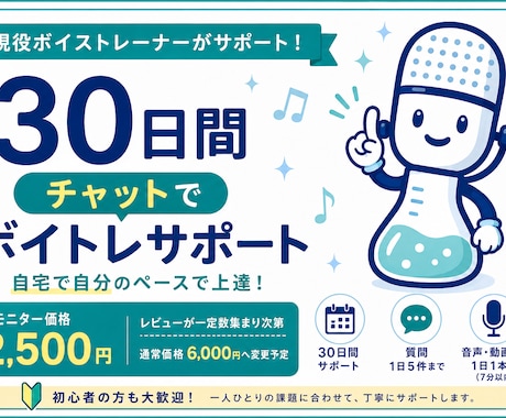現役講師が歌を基礎から1ヶ月サポートします イメージ1