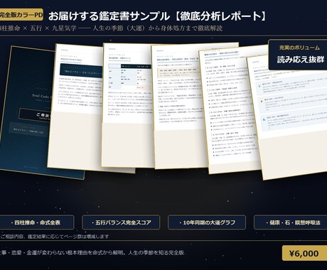 仕事・恋愛・金運が変わらない理由を命式鑑定します 四柱推命×五行×九星気学・PDF完全鑑定書 イメージ2