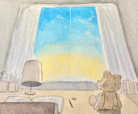絵本の1ページのような水彩イラストを描きます シンプルだけど印象に残る、やさしい水彩イラストを描きます イメージ1