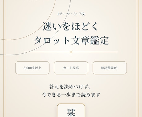 迷いをほどくタロット文章鑑定を届けます 決めつけず、曖昧にも逃げず、今できる一歩まで読みます イメージ1