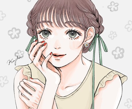SNSでパッと目を惹くアイコンお描きします 透明感がある生き生きとした人物イラストをお届けします♡ イメージ2