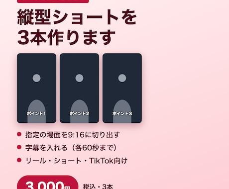 話す動画から縦型ショートを3本作ります イメージ1