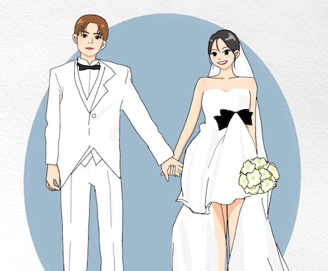 手描きでおしゃれ可愛い似顔絵イラストを描きます 【カップル／家族／結婚式】先着 5名様モニター価格中！ イメージ2