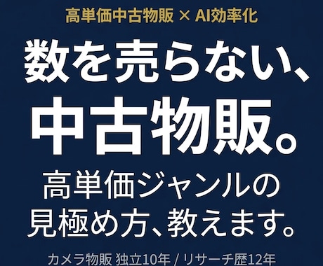 高単価中古物販の見極め方をAI効率化込みで教えます 数を売らない高単価中古物販の見極め方をAI効率化 イメージ1