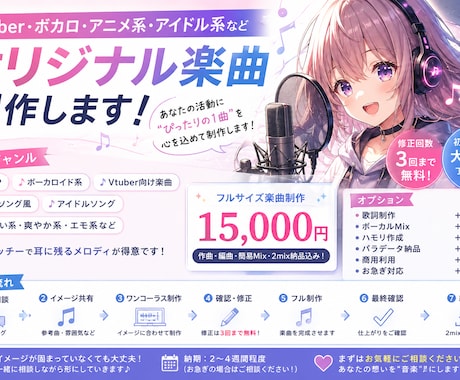 活動の武器になるオリジナル楽曲を制作します 著作権譲渡相談可！分かりやすい料金プラン！ イメージ1