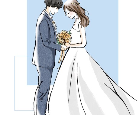 ウェルカムボードのイラスト作成＋デザインをします 新郎新婦のイラストを作成してご希望にあったデザインをします＊ イメージ2