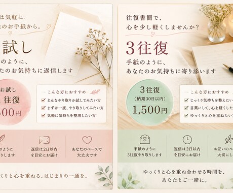 静かな往復書簡のような時間をお届けします 言葉を大切に、一通一通お返事します。 イメージ1