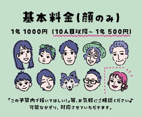 シンプル＆可愛い✤デフォルメの効いた似顔絵描きます 商用利用可！◇◆個性を生かしたSNSアイコン・グッズ作りに イメージ2