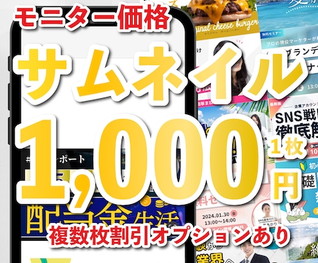 サムネイル制作を行います 【モニター価格(12月まで)】複数枚割引あり イメージ1