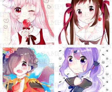SNS等でご利用頂けるアイコン描きます きらきら可愛らしいカラフルな女の子の専用アイコンを… イメージ1