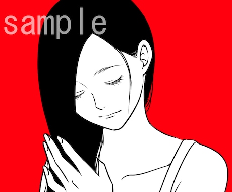 スタイリッシュな人物線画を描きます 胸までの人物(モノクロ)＋背景単色で1500円！ イメージ2