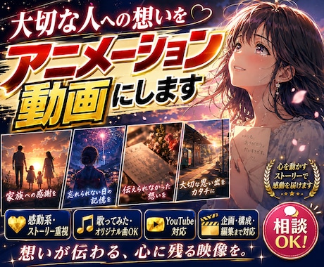 大切な人への想いをアニメーション動画にします イメージ1