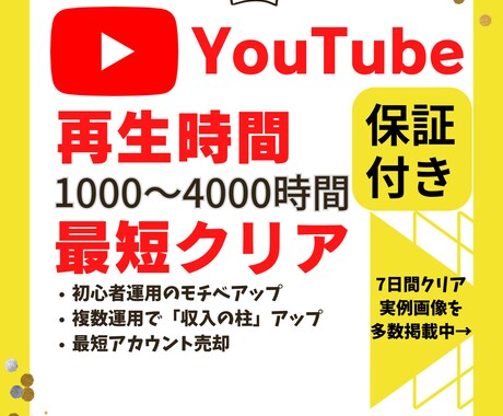 YouTube収益化への近道！再生時間を増やします 短い動画OK/達成保証/最大4000時間