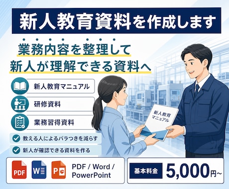 新人教育用の資料を作成します イメージ1