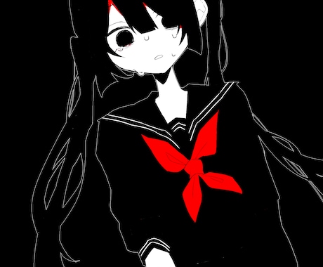 白黒動画イラスト、SNSアイコン作成します 最短即日納品可！病み感のある仄暗いイラストを白黒で作成します イメージ2