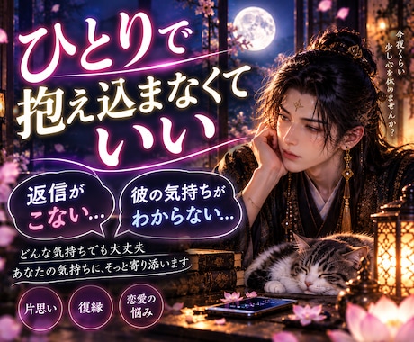 彼のことで考えすぎて眠れない夜に話を聞きます 返信がない・彼の気持ち・復縁・片思い｜男性目線でも聞きます イメージ1