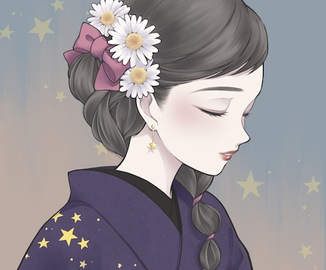 和風・和服専門｜儚げで凛とした人物イラスト描きます 〖商用無料〗SNS・YouTubeアイコンなど多用途OK イメージ1