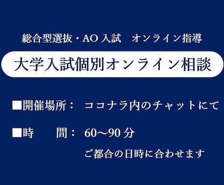 総合型選抜・AO入試の受験相談承ります 総合型選抜・AO入試・オンライン指導 イメージ1