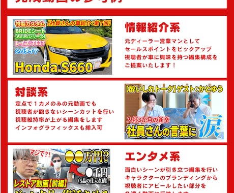 伝わる・面白い動画編集をお探しの方はご対応致します 実績300件以上！ご希望ジャンルに合わせて作成いたします！ イメージ2