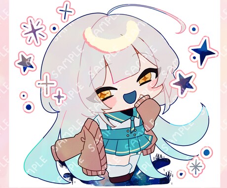 ポップでかわいい、デフォルメイラストをお描きします 配信やグッズ、プレゼント等、幅広くお使いいただけます！ イメージ1