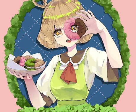 乙女チック・ちょいレトロなイラストを描きます 可愛い女の子の絵が必要な方！アイコン・グッズ・サムネイルなど イメージ2