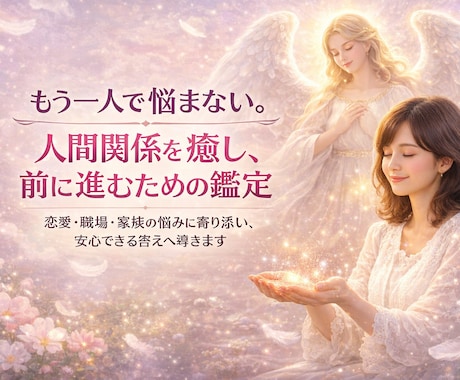 一人で悩まない。人間関係を癒し前に進む鑑定します 恋愛・職場・家族のお悩みに、やさしく寄り添い解決へ導きます イメージ1