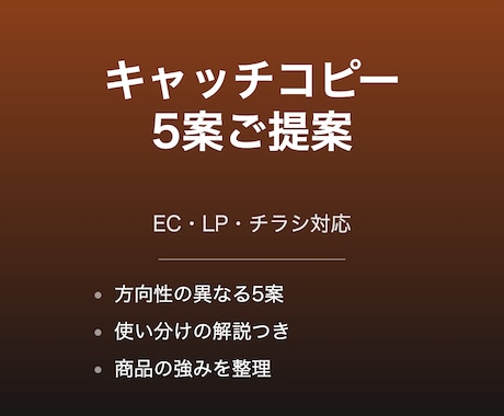 商品・LP・チラシのキャッチコピーを5案考えます イメージ1