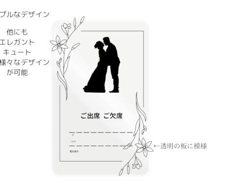 結婚式のボードになります 透明な招待状、キュート、エレガント、クール イメージ1