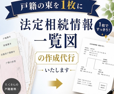 法定相続情報一覧図の作成代行をいたします 大変な『法定相続情報一覧図』の作成を丸投げしませんか？ イメージ1