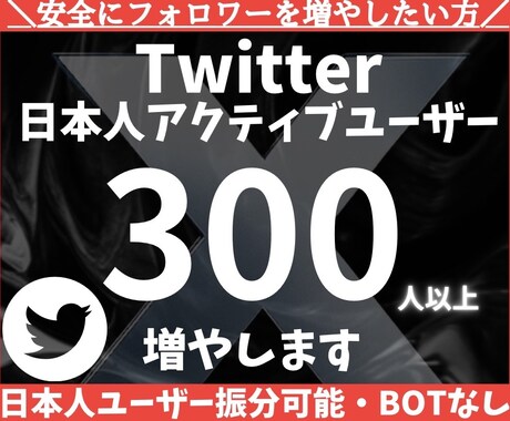 Twitter 日本人フォロワー300人増加します X・旧Twitter 日本人フォロワー300人以上増やします イメージ1