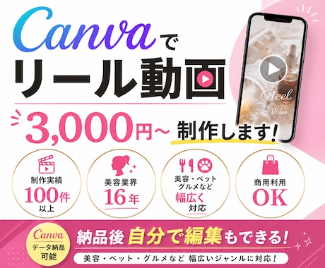 Canvaで商用利用可能なリール動画を制作します イメージ1