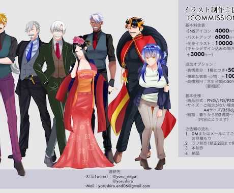 TRPG立ち絵作成します 【TRPG立ち絵】渋いおじ様から華やかな美女まで！全身制作 イメージ1