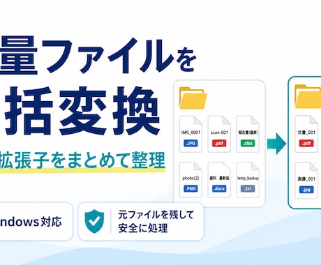 大量ファイルの名前をルール通り一括変更します Windows対応｜連番・文字置換・拡張子整理もまとめて対応 イメージ1