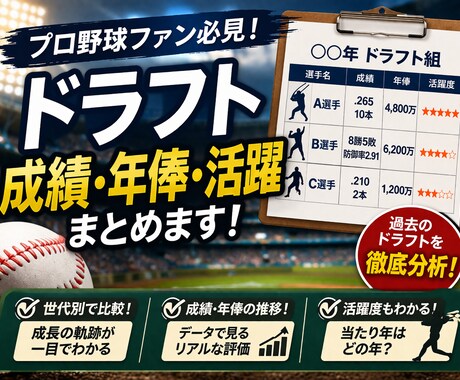ドラフト組の現在を徹底分析！わかりやすくまとめます 2006年以降のデータをもとにした保存版レポート！ イメージ1