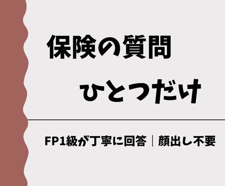保険の疑問”１つだけ”答えます 迷いの原因を一緒に言語化｜FP１級 イメージ1