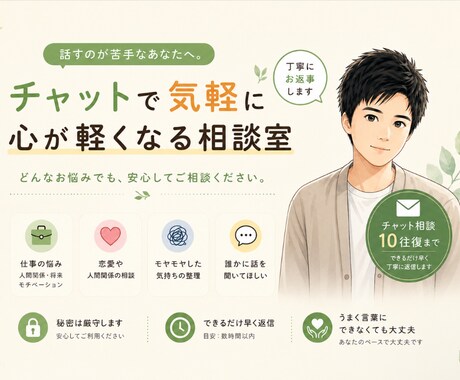 電話が不安な方のためにチャット相談も受け付けます 職場や学校などで生じた悩みをじっくりお聞かせください イメージ1