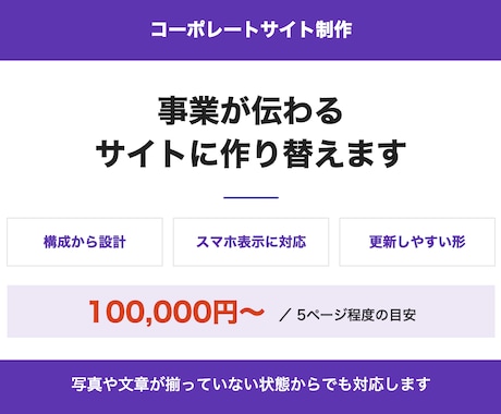 事業が伝わるコーポレートサイトを制作します 更新しやすい構成で、スマホ表示まで作り込みます イメージ1