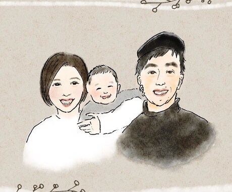 修正無制限♩ふんわり水彩の似顔絵お描きします 結婚・ご家族の記念日などプレゼントにもおすすめです イメージ2