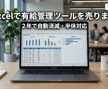 2年消滅・半休対応。Excel有給管理表提供します マクロ不要で動作軽快！古い順から消化、2年消滅も全て自動計算 イメージ1