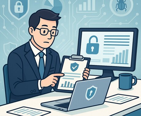 貴社の情報セキュリティを「かんたん診断」します 企業セキュリティの弱点を診断レポートで提供します。 イメージ1