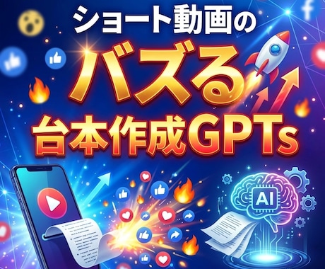 ショート動画のバズる台本作成GPTsをご提供します 視聴維持率を高める「黄金比率」の構成案を自動生成！ イメージ1