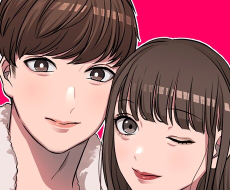 カップルの似顔絵アイコンをアニメ塗りでお描きします おふたりのイラスト、描かせてください！ イメージ1
