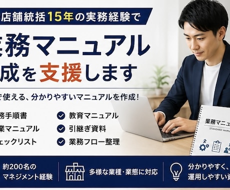 業務マニュアル作成を支援します 20店舗統括15年の実務経験で仕組み化支援 イメージ1