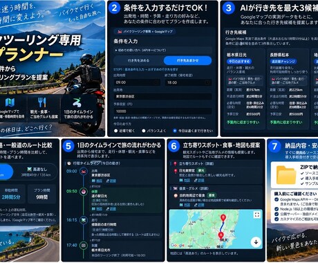 バイク専用AIがツーリング先とプランを提案します イメージ1