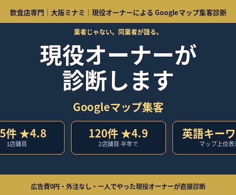 現役の飲食店オーナーがマップ集客を診断します 「飲食店の売上につながるグーグルマップ集客を診断します」 イメージ1