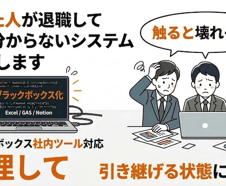 社内ツールの引き継ぎ資料を作成します 誰が作ったかわからないシステムを調査・文書化 イメージ1