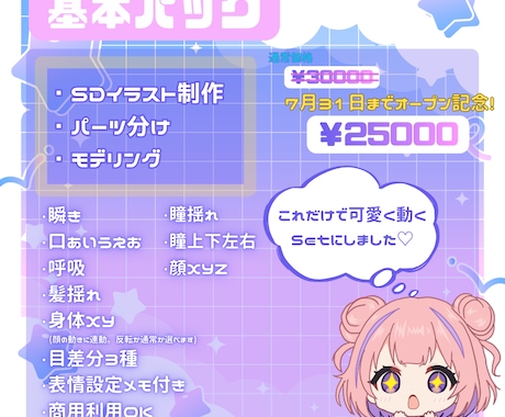 あなたのキャラをSDキャラにしてモデリングします 既存キャラのSDキャラ化＆Live2Dモデリングを安価で対応 イメージ2