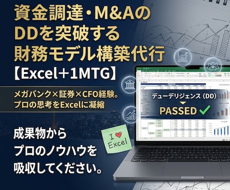 資金調達・M&Aのための財務モデルを作ります メガバンク×CFO経験。プロの思考をExcelに凝縮して納品 イメージ1