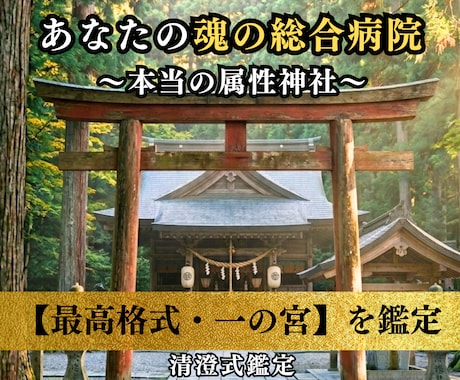 属性診断×総合病院神社｜魂の総本山を鑑定いたします 一生に一度は行くべき「総合病院神社」とは… イメージ1
